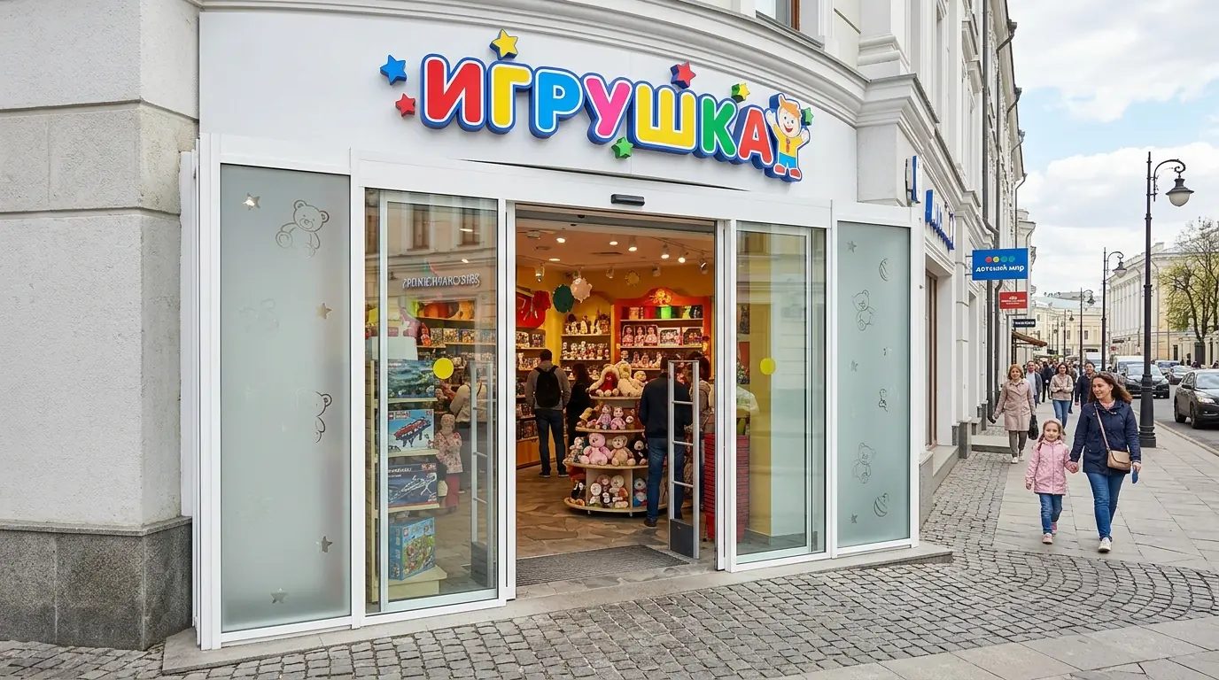 Автоматические раздвижные двери на заказ — игрушки, магазин, фасад, витрина